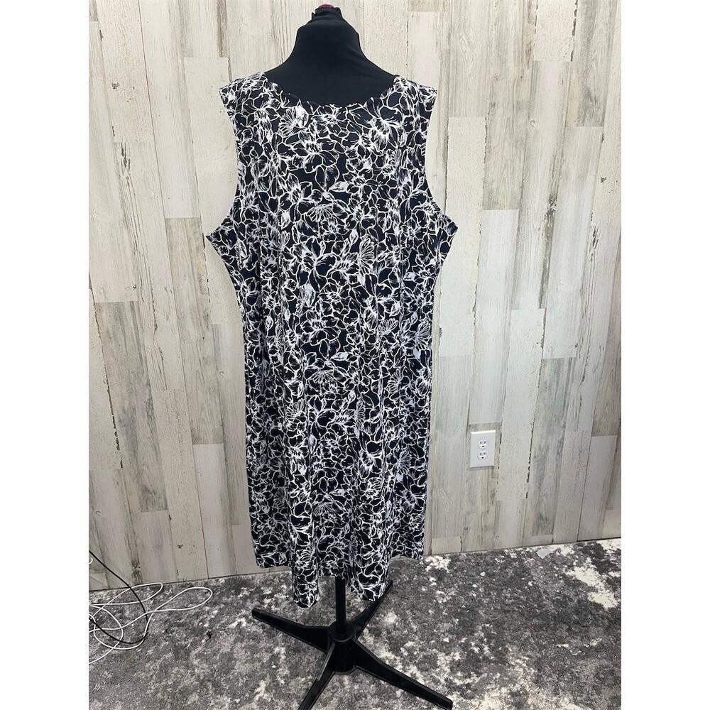 Talbots Dress Womens Plus 3x Navy & White Floral Midi Shift sku753